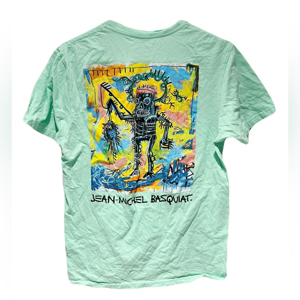 Jean-Michel Basquiat Art Crown Green Graphic T-Shirt